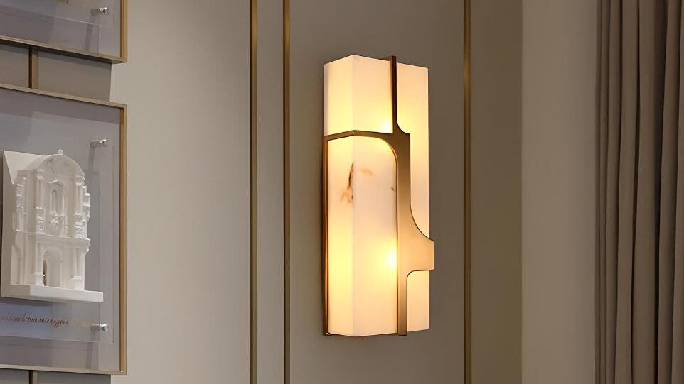 Elegant Marble & Copper Wall Lamp