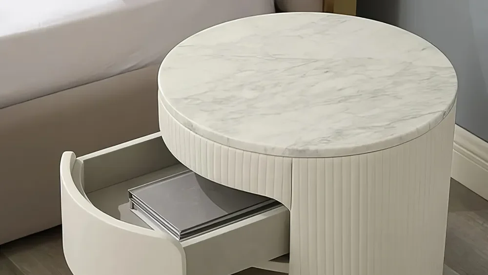 Marble & Wood Bedside Nightstand