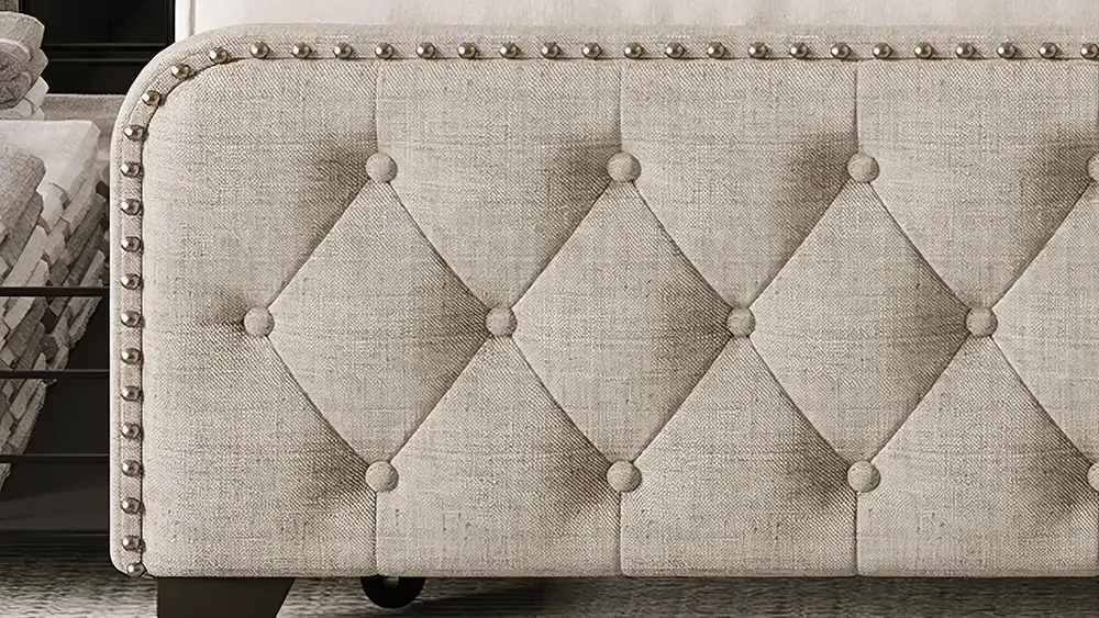 Upholstered Platform Bed with Storage Drawers