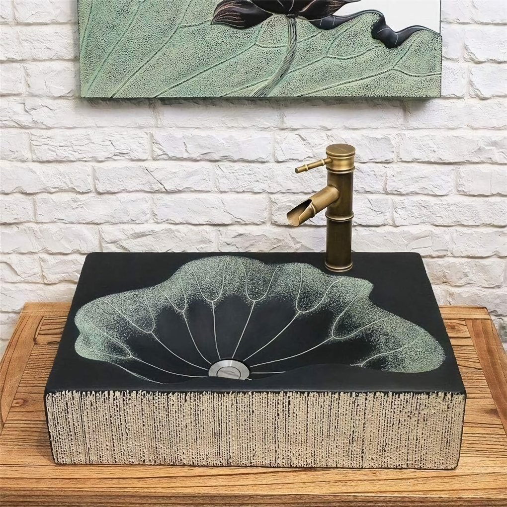 Modern Lotus Leaf Rectangular Resin Washbasin