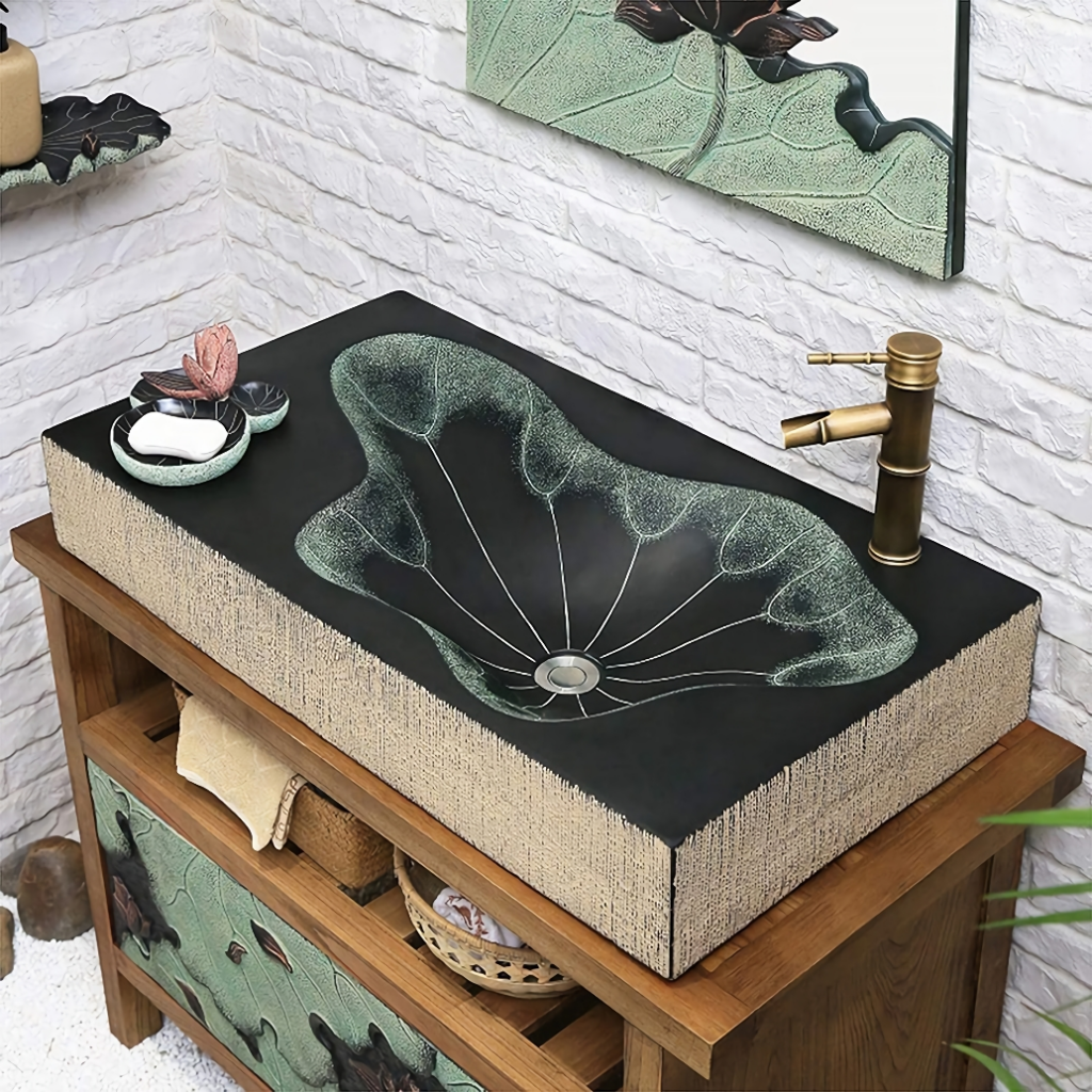 Modern Lotus Leaf Rectangular Resin Washbasin