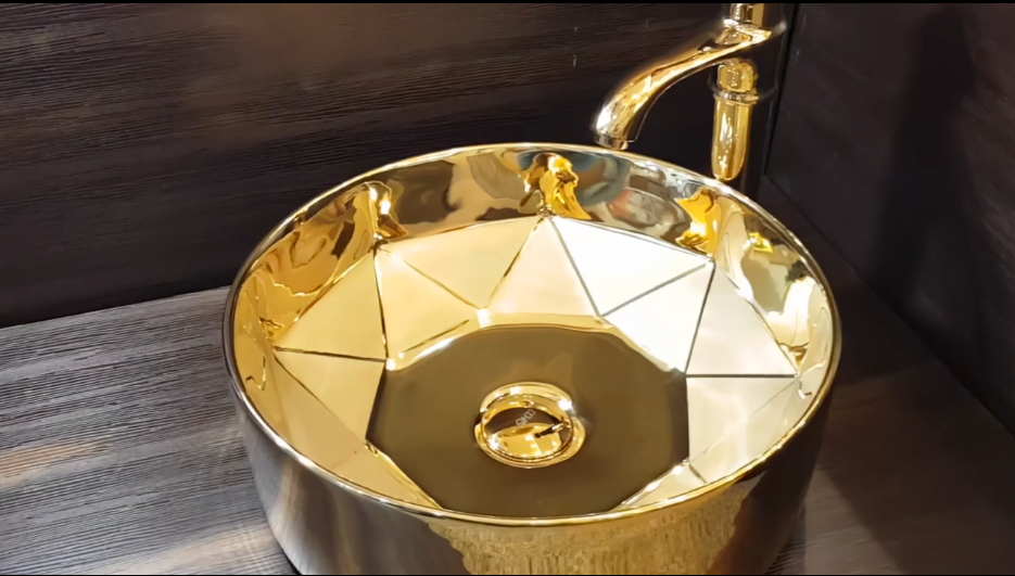 Elegant Rose Gold Ceramic Bathroom Basin