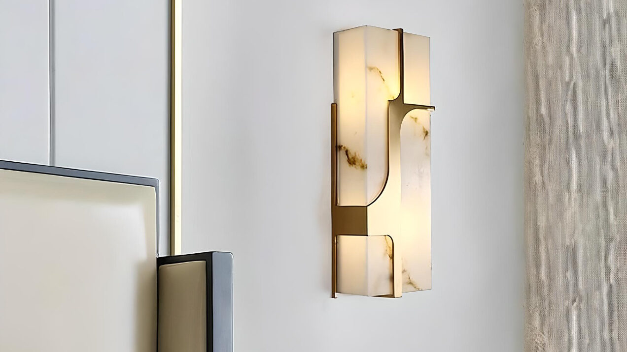 Elegant Marble & Copper Wall Lamp