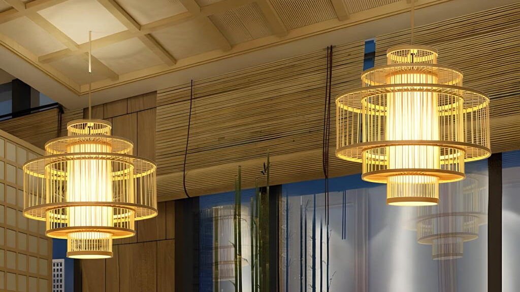 Bamboo and Rattan Pendant Chandelier