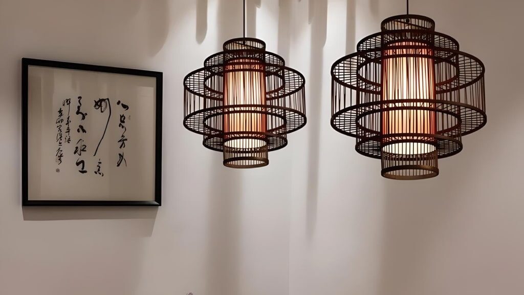 Bamboo and Rattan Pendant Chandelier